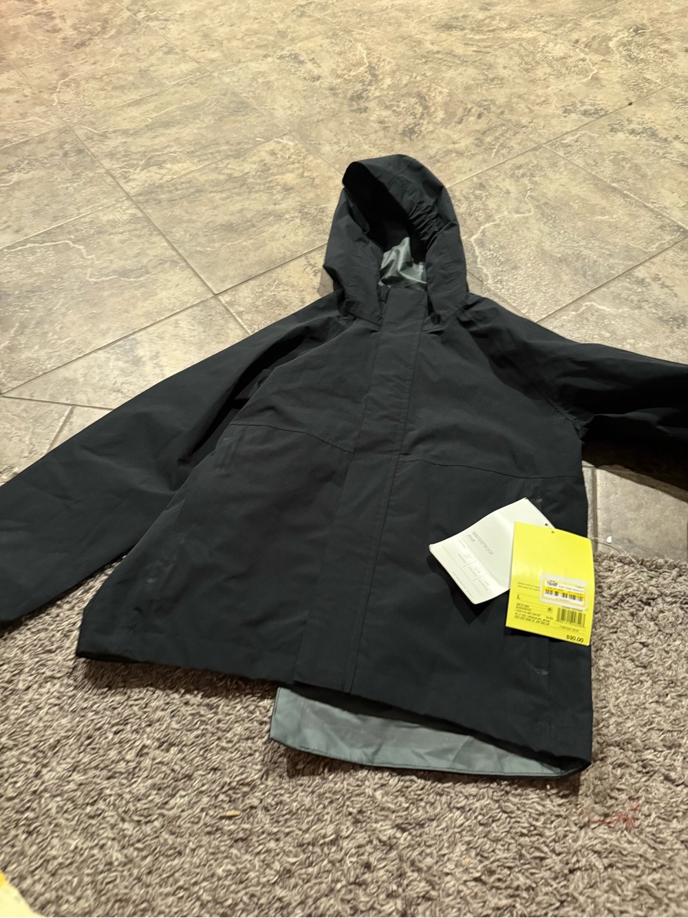 💜Kids Black solid waterproof Hooded Jacket - Lightweight Waterproof Coat